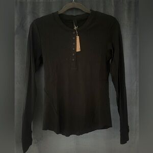 Skims Black Long sleeve Ribbed Henley